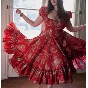 NEW Selkie The Ornament Foxglove Midi Dress - Cotton Floral Holidays